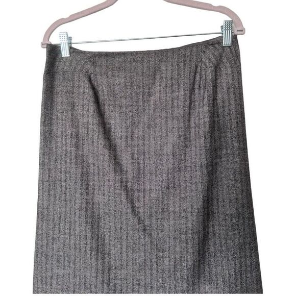 Vintage Wool Chaiken Knee Length Pleated Pencil Skirt Size 8 Brown Wool Gatsby - Picture 3 of 14